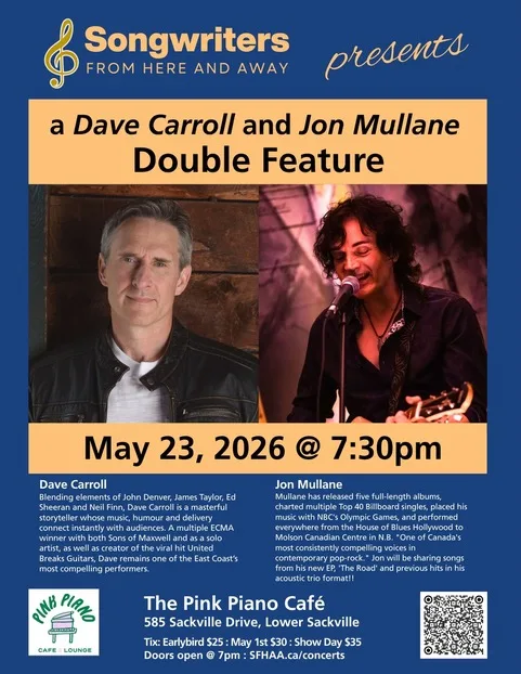 Poster for the Dave Carroll and Jon Mullane double feature